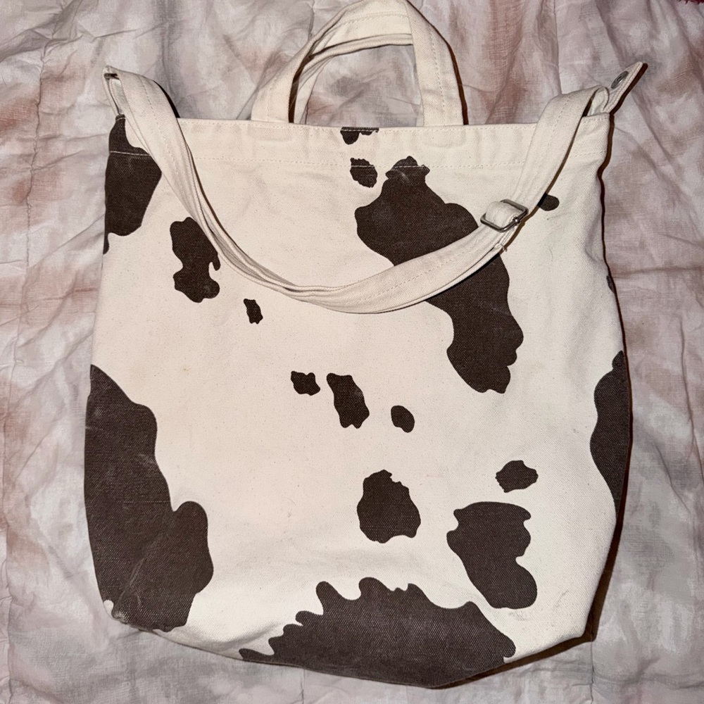 BAGGU Black and White Cow Print Tote